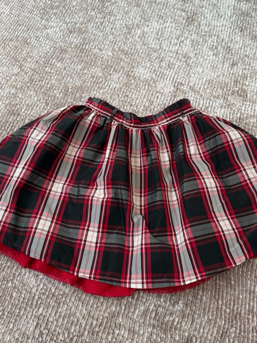 Red and Black Plaid Girls' Gathered Skirt